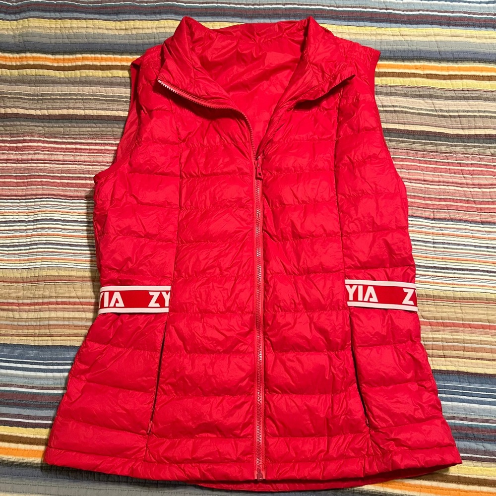 ZYIA Active Red Puffer‎ Vest Women's XXXL Full Zip Sleeveless Quilted Warm